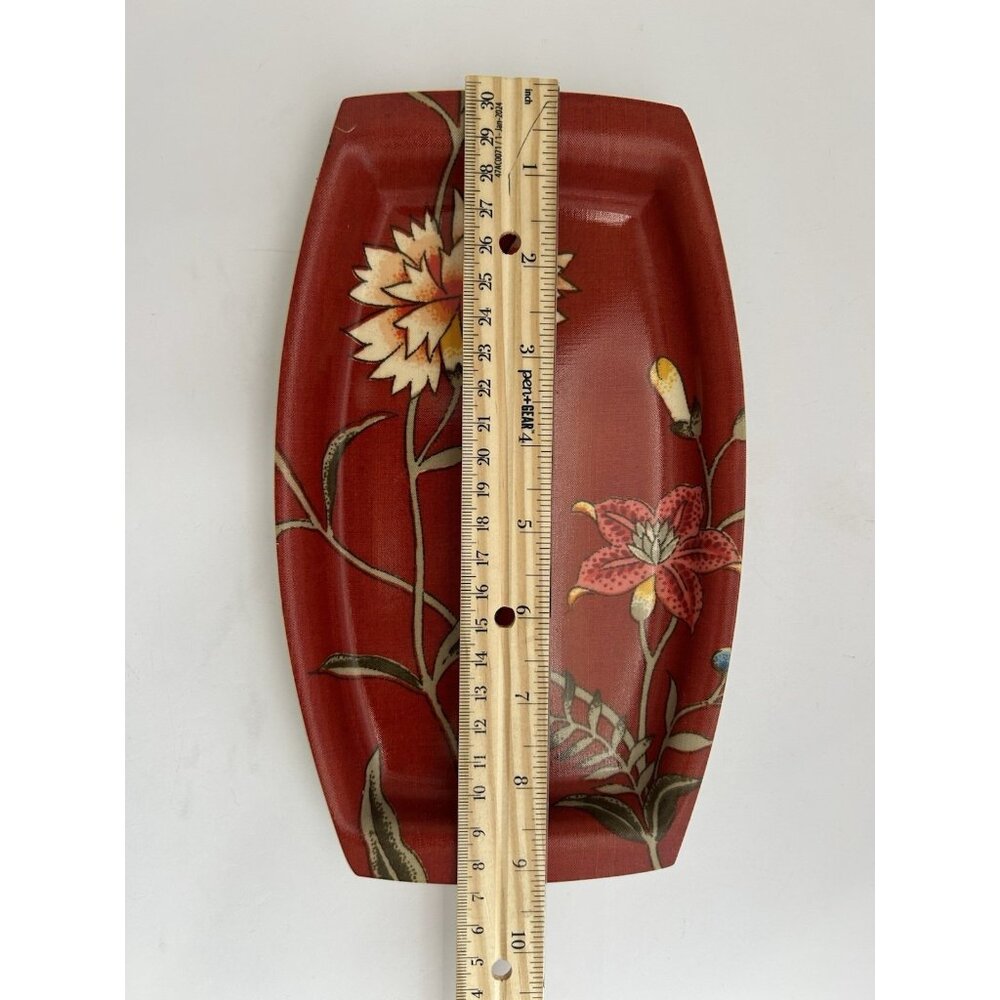6 Plates Match Mates International Laminations Floral Red Luncheon Fancy Picnic - Picture 5 of 13